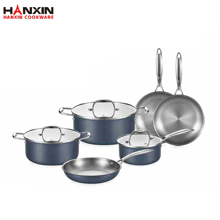 Juego de utensilios de cocina antiadherentes compuestos de acero inoxidable de aluminio-304