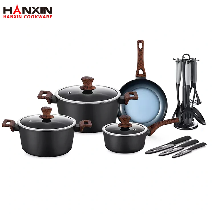 Juego de utensilios de cocina con fondo de inducción de cerámica de aluminio Juego de utensilios de cocina con fondo de inducción de cerámica de aluminio