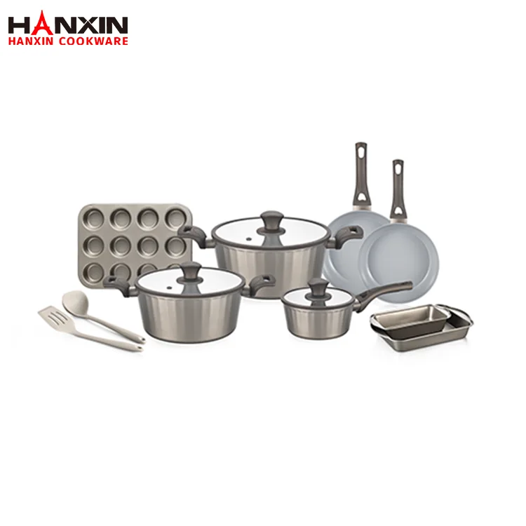 Juego de utensilios de cocina de cerámica forjada en aluminio para todas las cocinas.