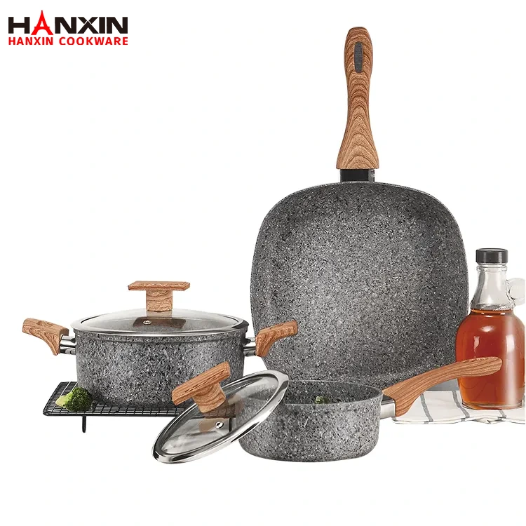 Juego de utensilios de cocina con revestimiento de granito antiadherente de aluminio