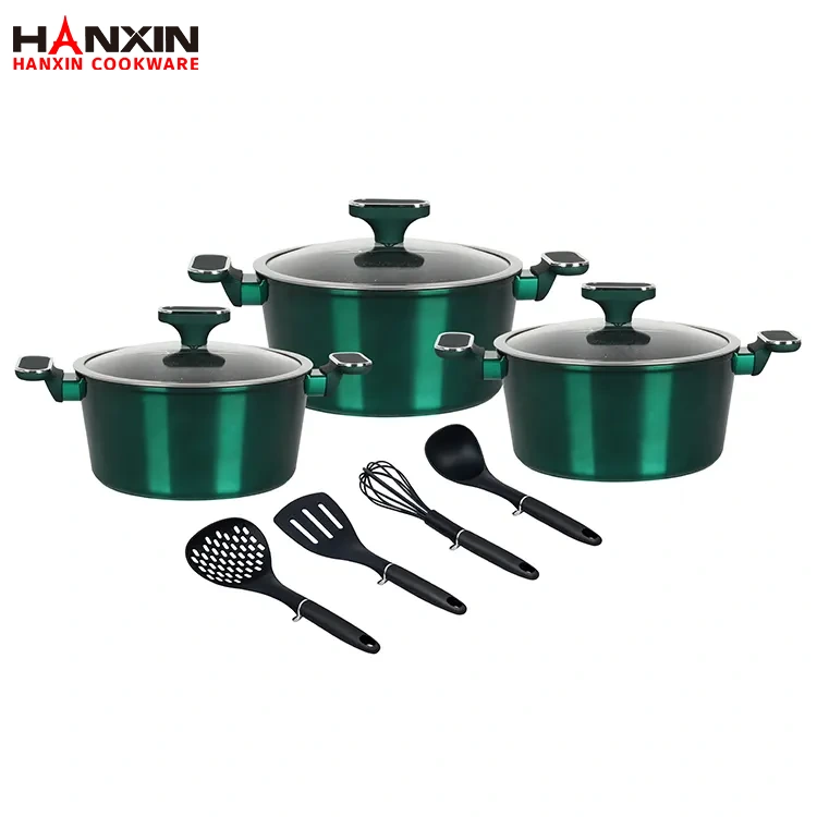 Juego de utensilios de cocina con fondo de inducción antiadherente de aluminio