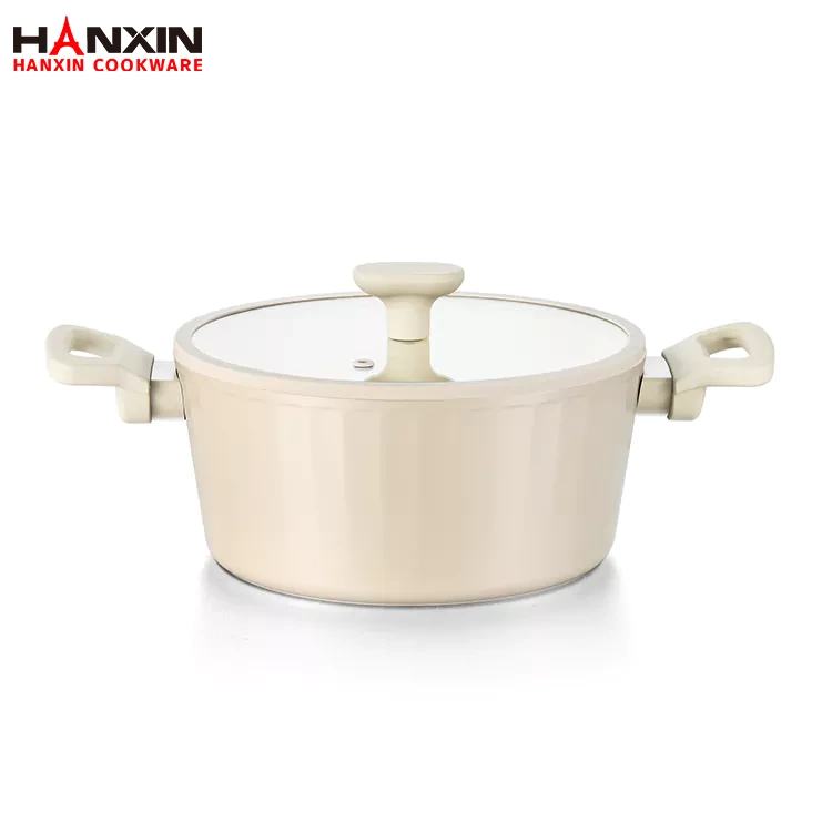 Horno holandés con revestimiento de mármol antiadherente de aluminio Horno holandés con revestimiento de mármol antiadherente de aluminio