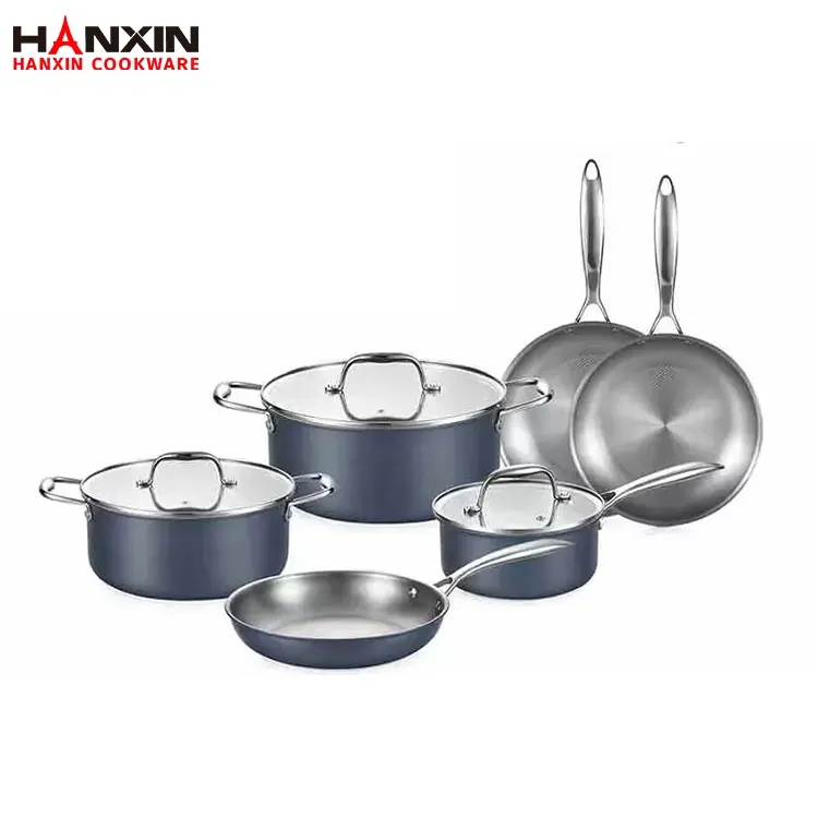 Juego de utensilios de cocina antiadherentes de acero inoxidable compuesto de doble capa